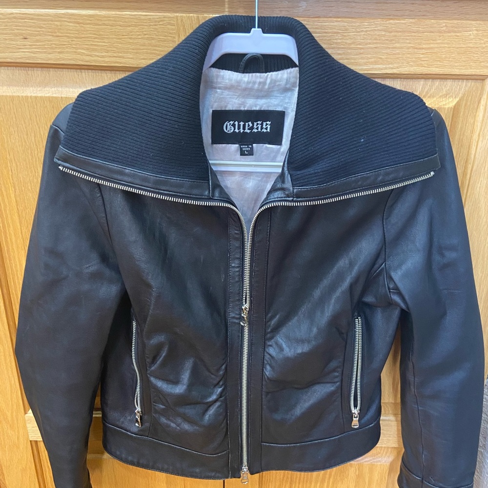 Guess Leather Jacket! Size L, excellent condition